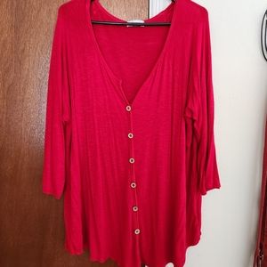 Button up red cardigan
